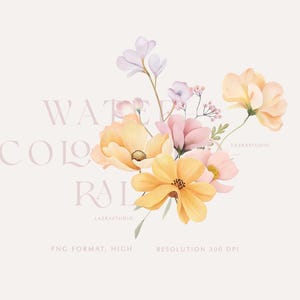 Ethereal Spring Blossoms Hand-Painted Floral Clipart Collection, Watercolor Wildflower, Spring Flowers Garden Dreamy Floral Bundle