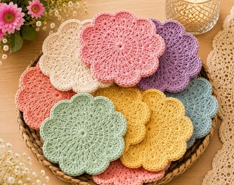 Modèle de set de table au crochet pour débutants (PDF) | Modèle de sous-verre au crochet | Set de table, sous-verre et centre de table