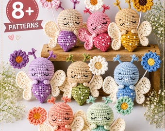 Modèle de papillon de Noël au crochet | Papillon miniature au crochet | Décorations de Noël amigurumi | Ornements faciles à crocheter | Téléchargement instantané