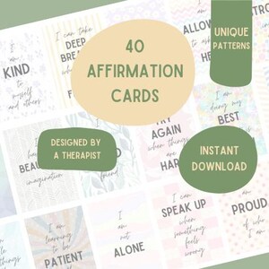 Carte di Affermazione Terapeutica - 40 Carte Stampabili con Motivi Unici, Strumenti per la Salute Mentale, Decorazioni Terapeutiche, Autostima e Consapevolezza