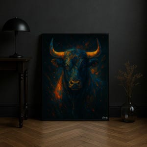 Stampa Digitale Toro – Poster Animale da Parete – Arte Maschile Moderna – Scarica e Stampa – Regalo per Amanti degli Animali