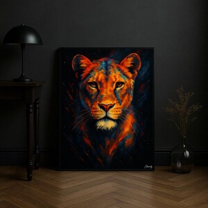 Arte da Parete Leonessa| Poster Digitale Animale Selvaggio| Decorazione Safari Moderna| Download Immediato | Regalo per Amanti degli Animali
