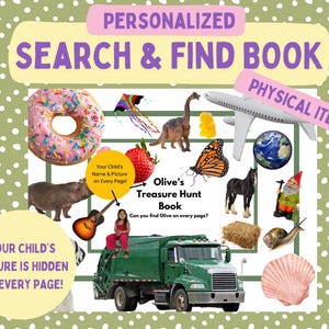 My Personalized Treasure Hunt Book - Customizable Name and Photo Search and Find Activity for Kids Birthday Gift Hard Cover Keepsake