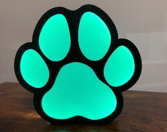 Personalized Paw Print LED Light Box | Lamp | Wall or Desk | Dog | Puppy