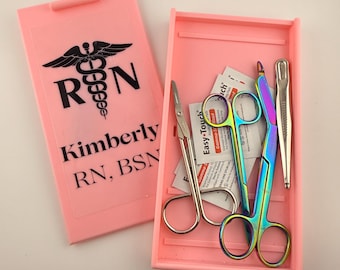 Personalized organizer for nurse's scissors and medical supplies