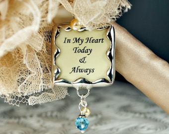 Something Blue Wedding Bouquet Bridal Bouquet Charm Memorial Photo Charm