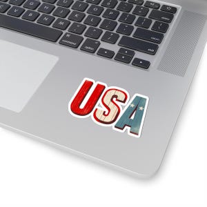 USA Sticker, America Decal, United States Laptop Sticker, Patriotic Bumper Sticker, Fourth of July Decor, Independence Day Label