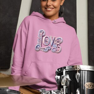Love Sweatshirt Heart Sweatshirt Couple Sweatshirt Valentines Day Gift Sweatshirt Heart Love Hoodie Gift For Her Women&#39;s Sweatshirt