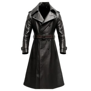 Genuine Black Leather Long Coat - Mens Coat - Gift for Mens - Real Leather Coat - Cosplay Costume - Leather Overcoat - Handmade Coat