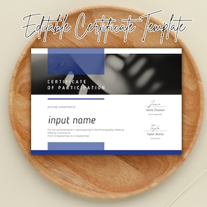 Modern Certificate of Recognition Template – Sleek Editable Canva Award Certificate, Professional Printable Digital Download for Work Events
