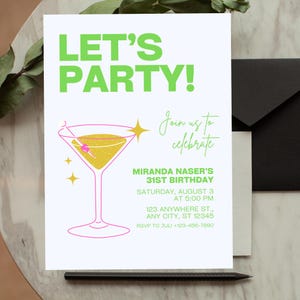 Uitnodiging voor feestje afdrukbaar | Leuke digitale uitnodiging voor verjaardag, afstuderen of een ander evenement | Feestkaart direct downloaden