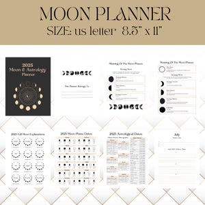 Printable Moon Planner PDF | Lunar Calendar with Phases, Rituals, Intentions & Self-Care | Spiritual Digital Planner | Instant Download
