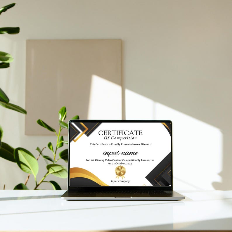 Editable Black and Gold Certificate of Completion Template (instant ...