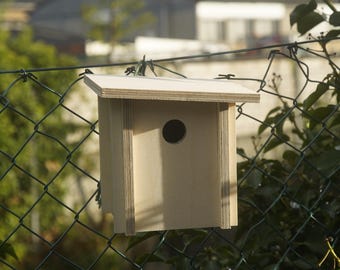 Plug-in birdhouse made of birch – tool-free, ideal for children, untreated, DIY nesting box
