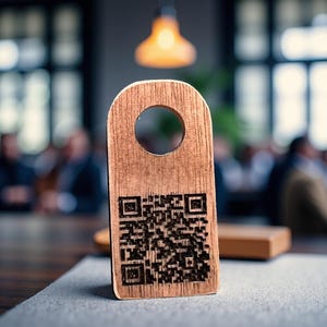 Eiken token - Houten QR-codebord + NFC - aangepaste tag Evenementennetwerken - scanbare badge - milieuvriendelijk technisch cadeau - alternatief visitekaartje