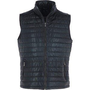 Men’s Navy Leather Vest – Distressed Brown Vintage Biker Vest – Motorcycle Jacket Alternative – Slim Fit Waistcoat for Men – Gift for Biker