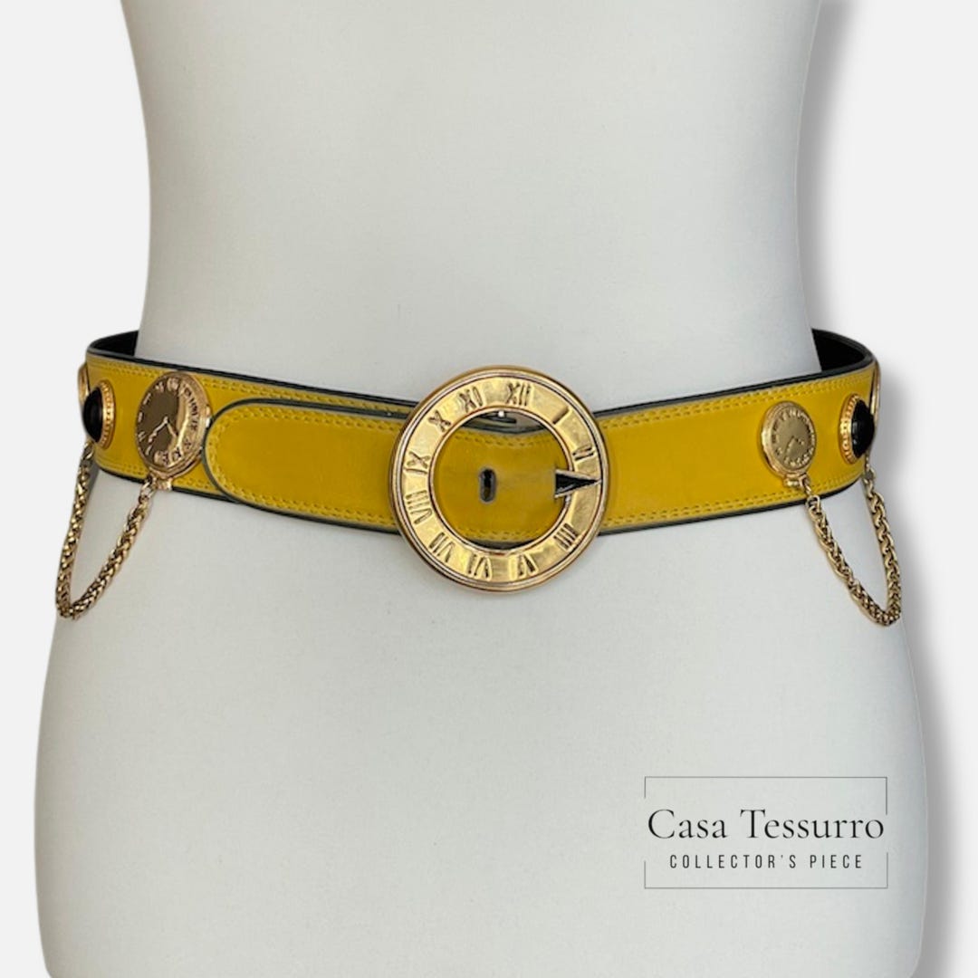 Escada Gold Medallions & Buckle Brown Leather Belt Women’s EUR 42 US 12 Vtg ESCADA Solid Wide Belts for Women for sale | eBay main image 2