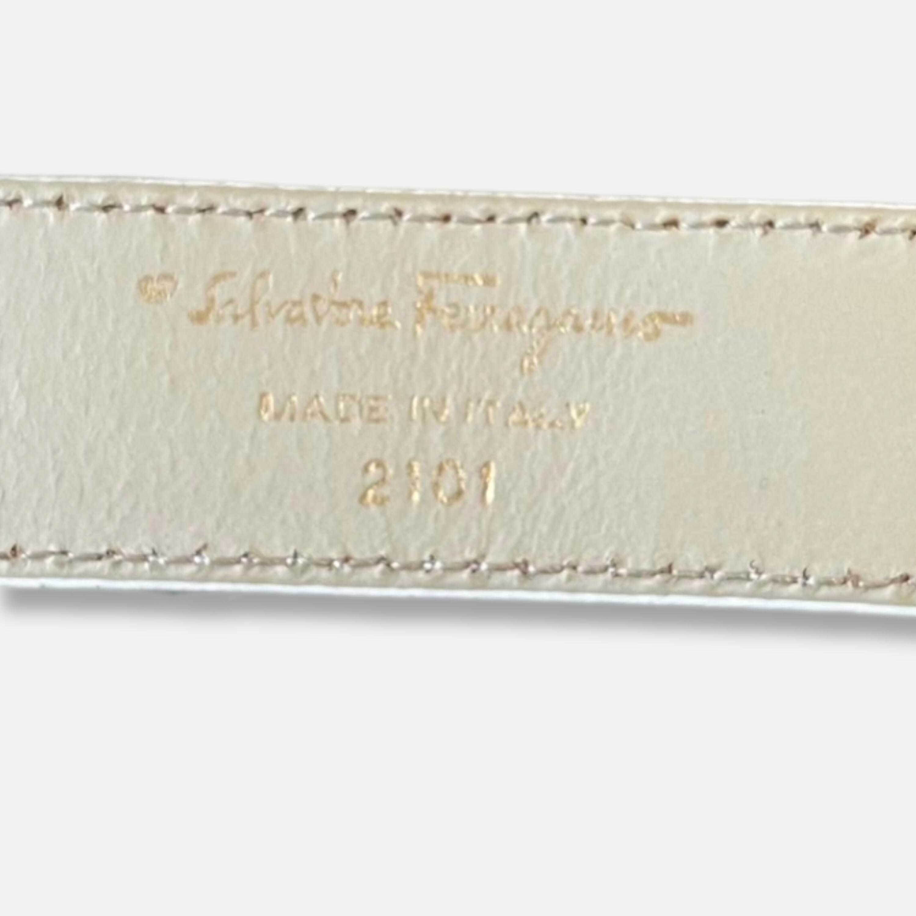 Salvatore Ferragamo Vintage White Gancini Engraved Leather Belt with Gold Buckle Ferragamo Gancini-Buckle Reversible Leather Belt | Neiman Marcus main image 2