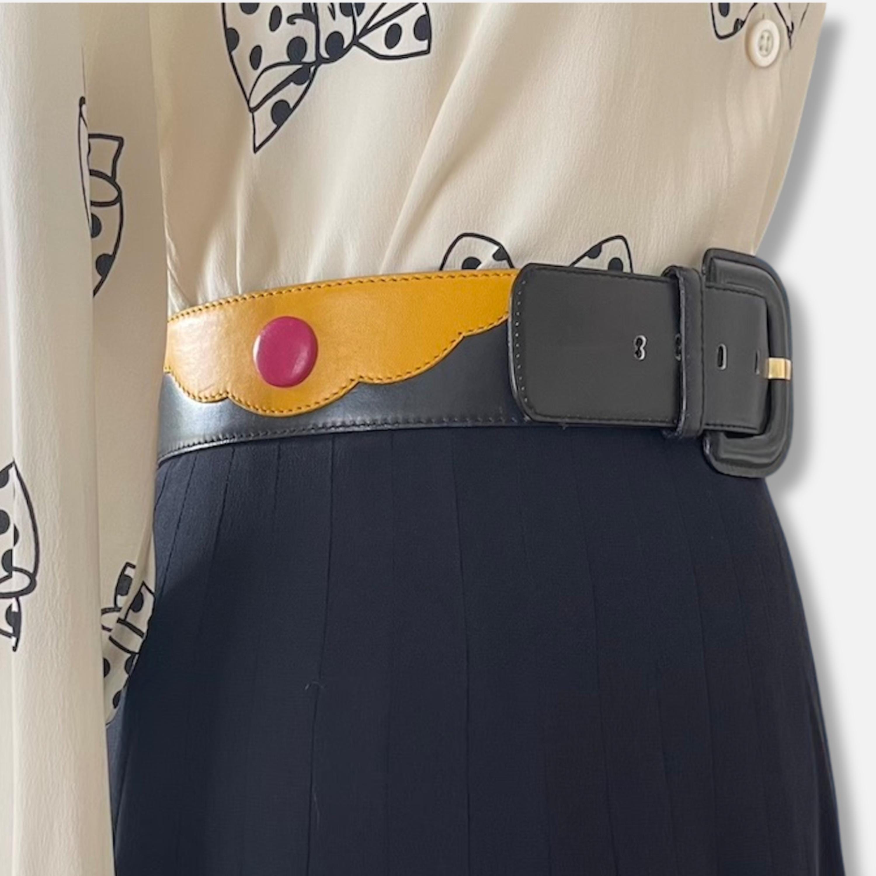 ESCADA \'1991\' Collection-Belt Vintage Escada Leather Color Block Belt: 80s Designer  main image 4