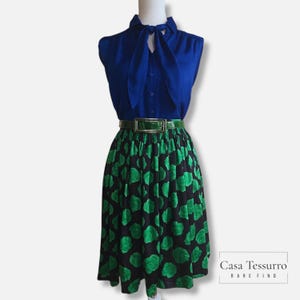 Valentino Studio Tessuti | 80s Rare Find | Green Rose Silk Skirt | Made in Italy | Vintage Couture | Size EU 36