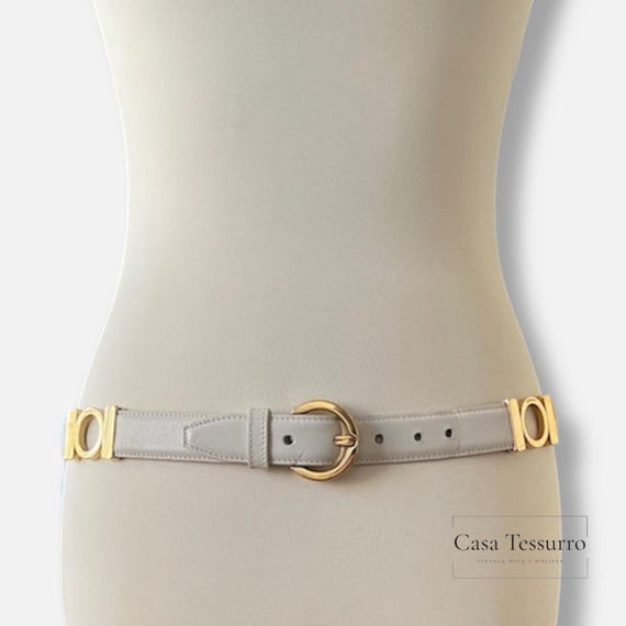 Vintage Salvatore Ferragamo Gancini Belt: White Leather  display picture 1