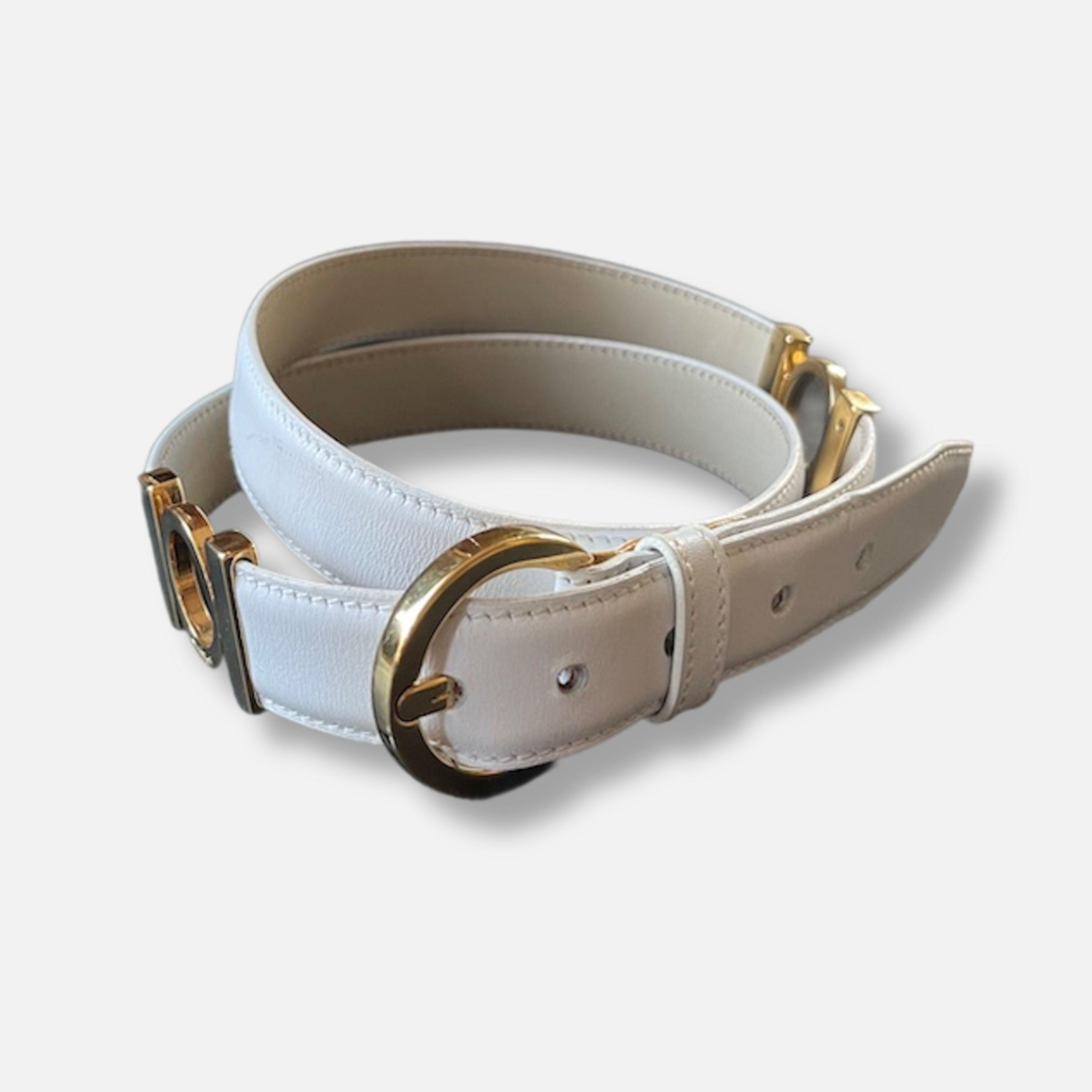 Salvatore Ferragamo Vintage White Gancini Engraved Leather Belt with Gold Buckle Ferragamo Gancini-Buckle Reversible Leather Belt | Neiman Marcus main image 4