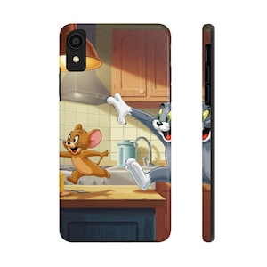 Funda para teléfono con dibujos animados: adorable diseño de Jerry y Tom. Resistente, regalo divertido para niños y amantes de los dibujos animados. Accesorio único.