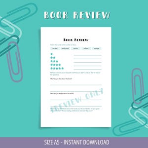Book Review Printable A5 Planner Insert