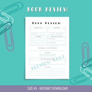 Book Review Printable A5 Planner Insert