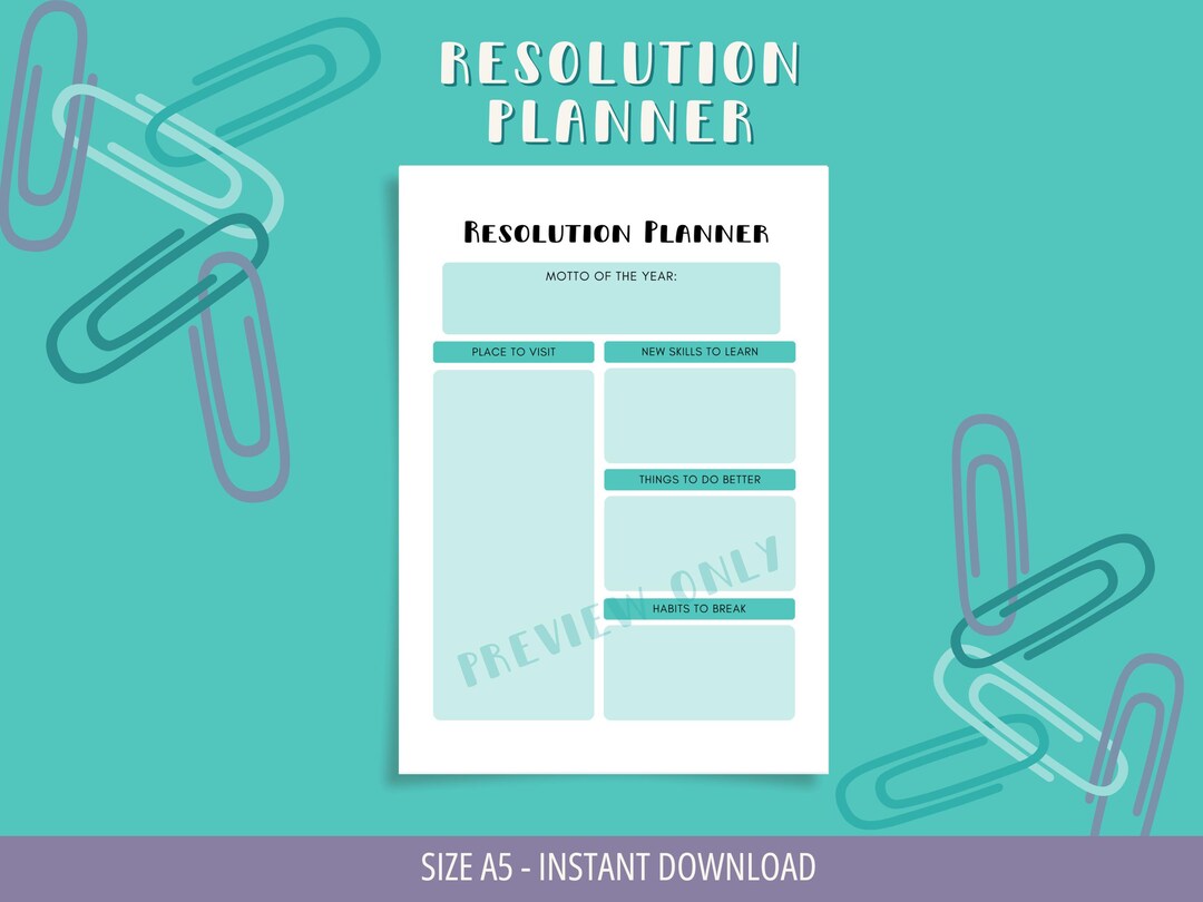 Resolution Planner Printable A5 Planner Insert - Etsy
