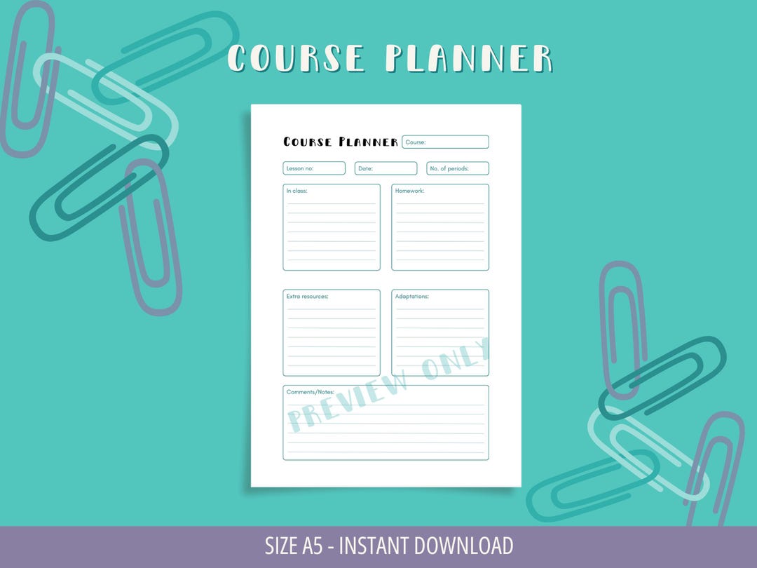 Course Planner Printable A5 Planner Insert - Etsy