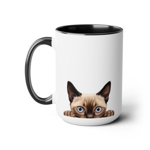 Siamese Cat Mug: Two-Tone Ceramic Coffee Cup (15oz)