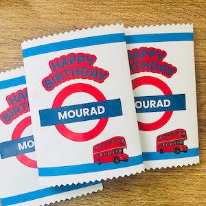 Personalised London Transport Children’s Party Favours Tube Station Train Treat Fillers