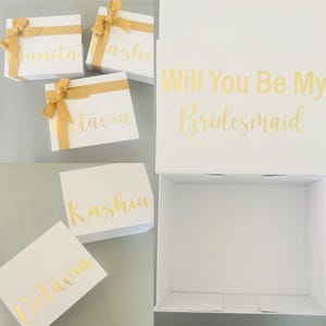 Personalised Bridesmaids Proposal Box Wedding Gift White Hen Party Gift