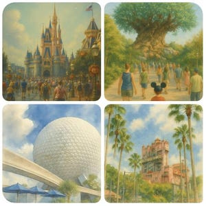 Disney Parks inspirierte Aquarell Wand Kunst Bündel - 4 druckbare Kinderzimmer & Familienzimmer Prints