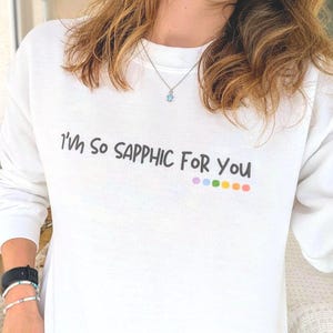 Sapphic Sweatshirt, LGBTQ Pride Jumper, Subtle Lesbian Queer Bisexual Trans Crewneck, Simple Gay Clothing, Unisex Heavy Blend Top