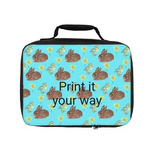 Cute Easter Lunch Bag, Bunny and Chick Insulated Lunch Tote, Kids Lunchbox for School, Spring Picnic Bag, Fun Lunch Container