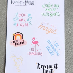 Positive Inspirational Fun Cute Kawaii Sticker Sheet Journaling Planner ...
