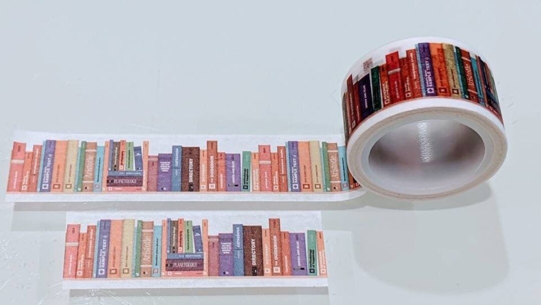 Books on Bookshelf, Library, Librarian, Teacher, Cute Washi Tape