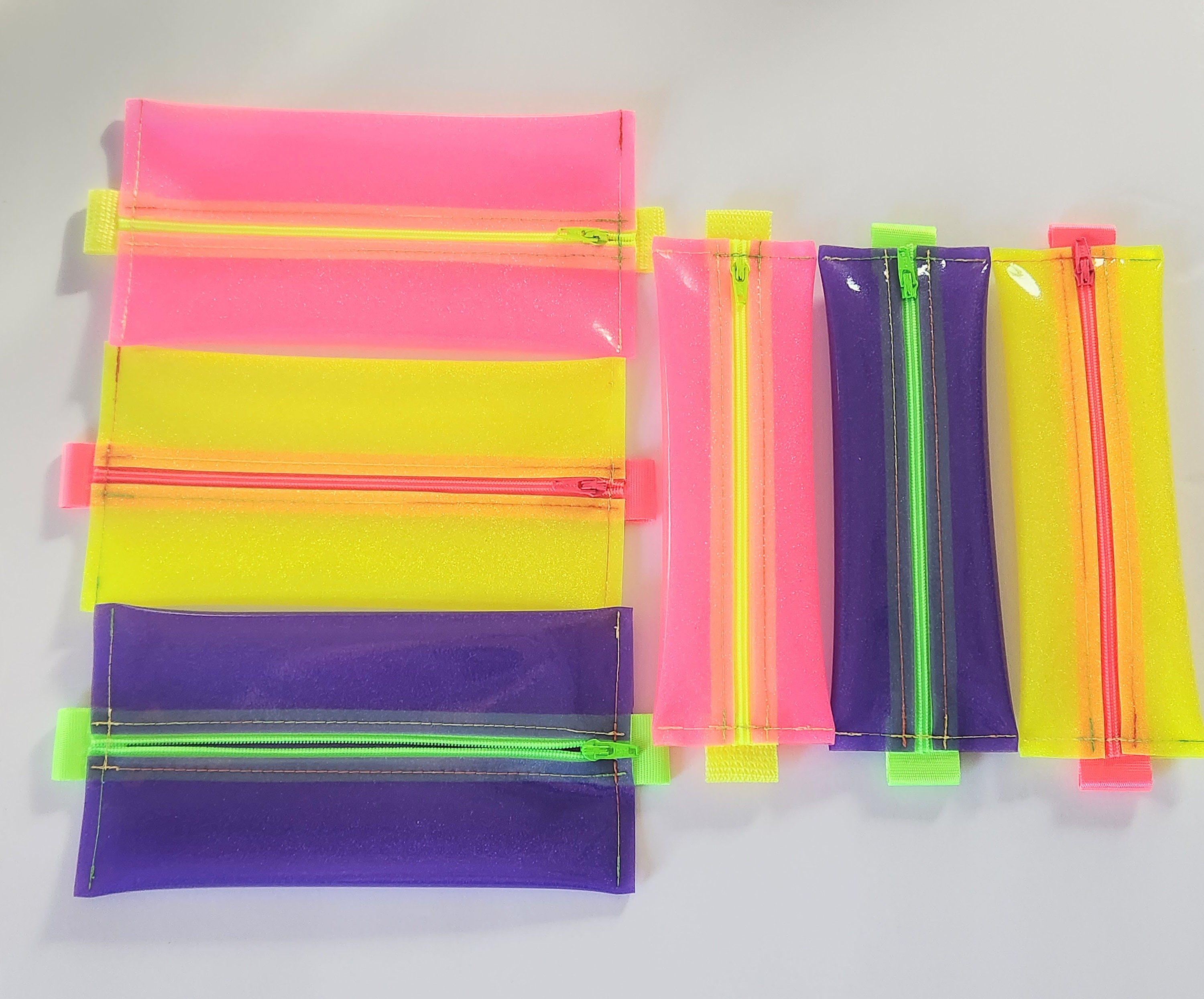 Zippered Mesh Pencil Pouch For School Binders Bright Assorted Neon