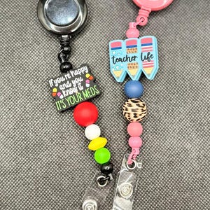 Nurse Badge Holder, Customizable Gifts, Keychains for Nurses, Badge Holder, ID clip, Purse Accessories, Bag Clip, Silicone Beads, Nurse Gift