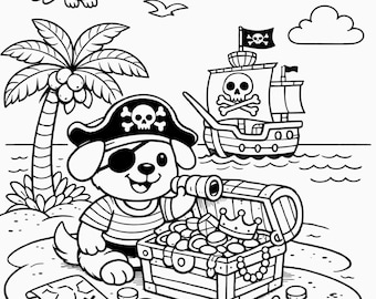 Pirate Coloring Page – Kids Printable – A4 PDF – Instant Download
