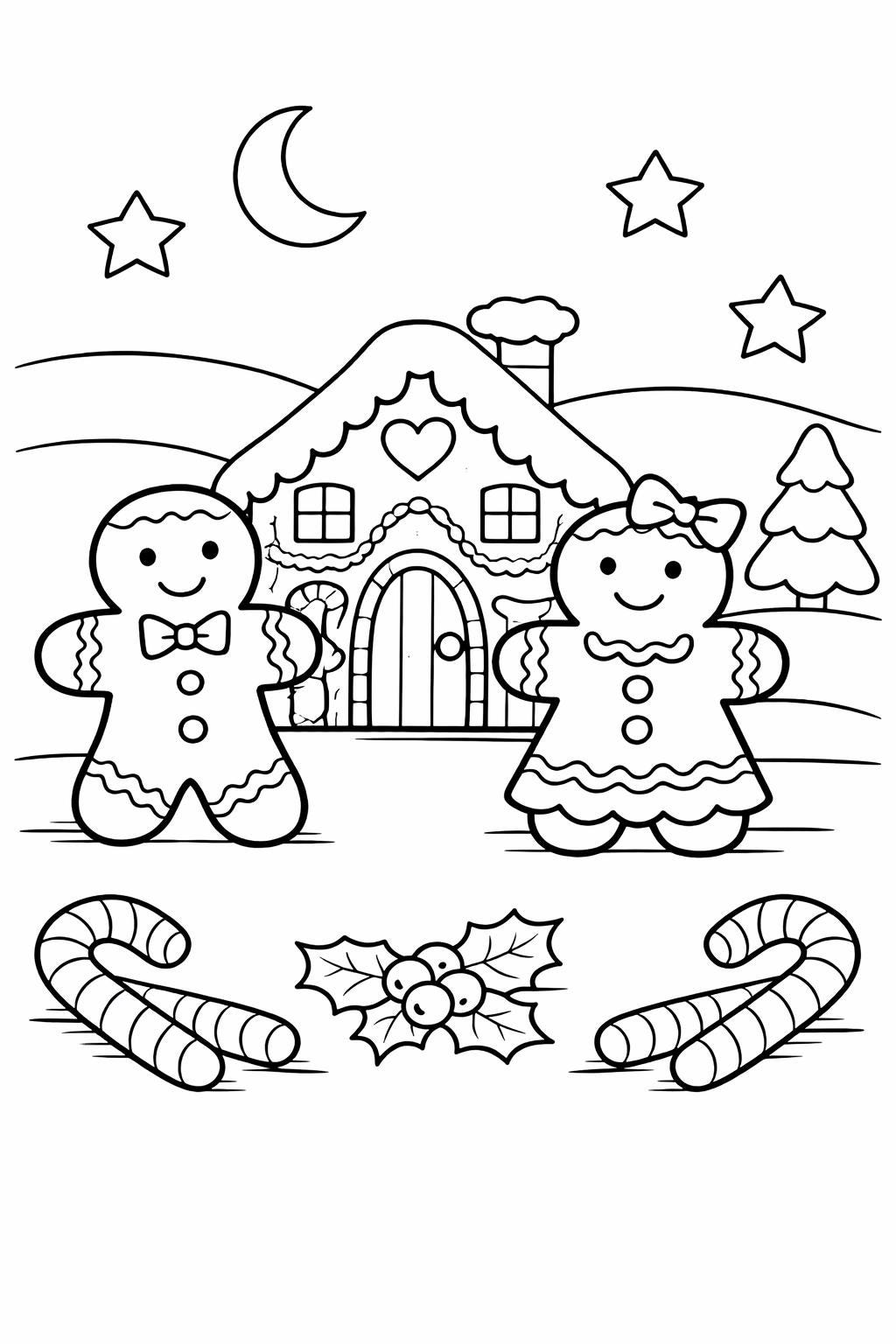 Gingerbread Christmas Coloring Page for Kids Cute Gingerbread…