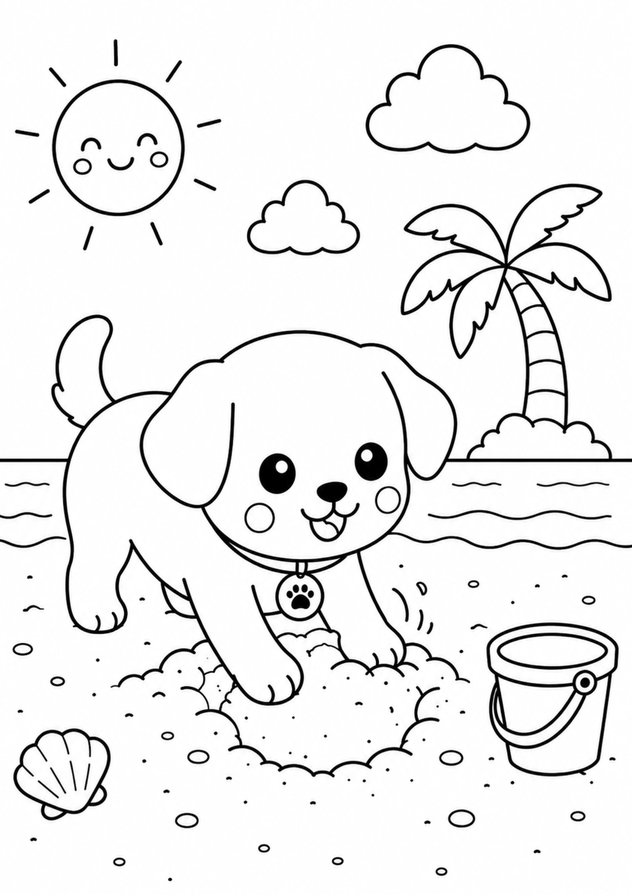 39 Bark-Tastic Dog Crafts: Creative Dog Craft Ideas for Kids 25 Cute Puppy Beach Coloring Page for Kids Printable A4 PDF Easy Summer…