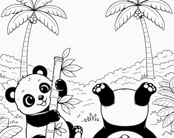 Panda Coloring Page for Kids | Printable Panda Coloring Sheet | Animal Coloring Page | Kids Printable Activity