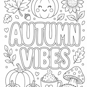 Página para colorear con temática otoñal para niños / Lindo imprimible de otoño / PDF de otoño / Descarga instantánea