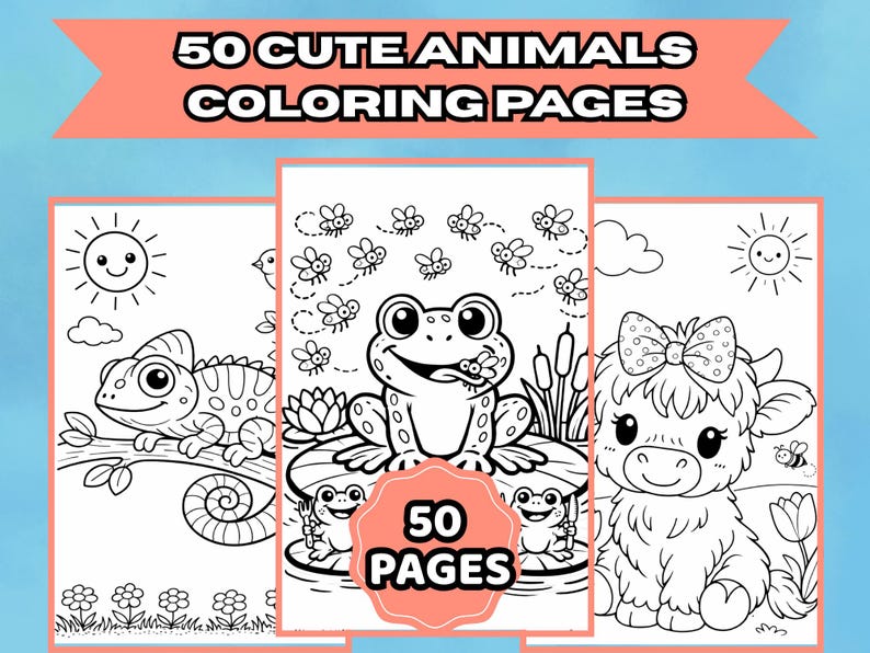 50 Animal Coloring Pages for Kids | Cute Printable PDF | Easy Toddler ...