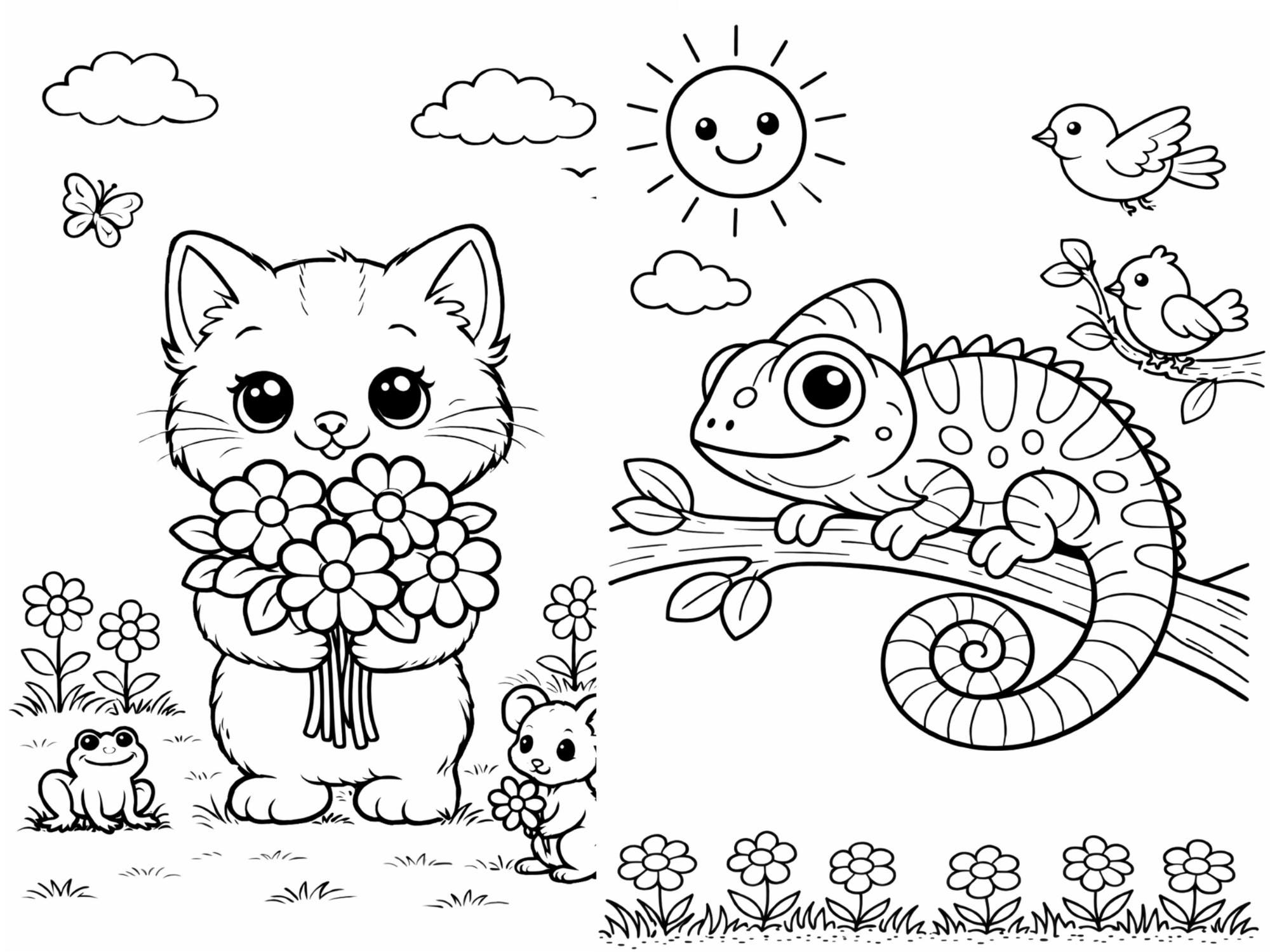 50 Animal Coloring Pages for Kids | Cute Printable PDF | Easy Toddler ...