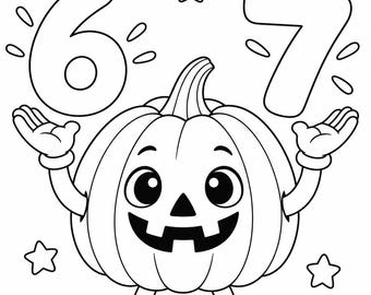 67 Halloween Coloring Page for Kids, Cute Pumpkin 67 Printable, Funny Halloween Activity, A4 PDF