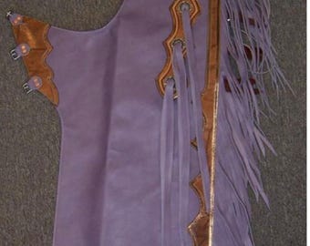 Handgemaakte leren chaps met franjes – western rodeo-cowboyoutfit
